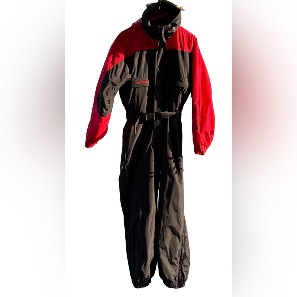 ⛷ Columbia Ski Suit • Men’s Small • Red Black One Piece Vintage 90s